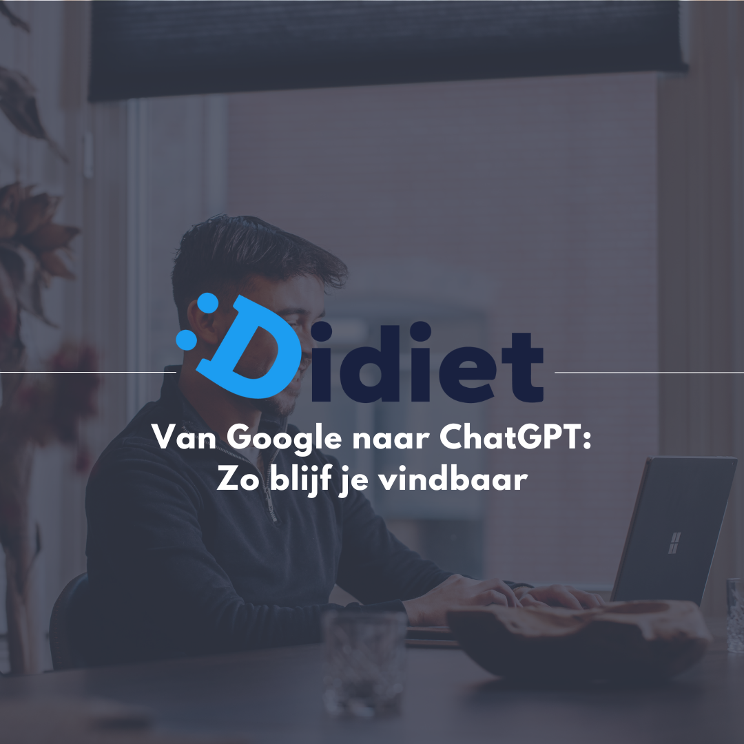 Illustratie van de verschuiving van zoeken via Google naar antwoorden krijgen via ChatGPT, met focus op online zichtbaarheid en vindbaarheid van ondernemers.
